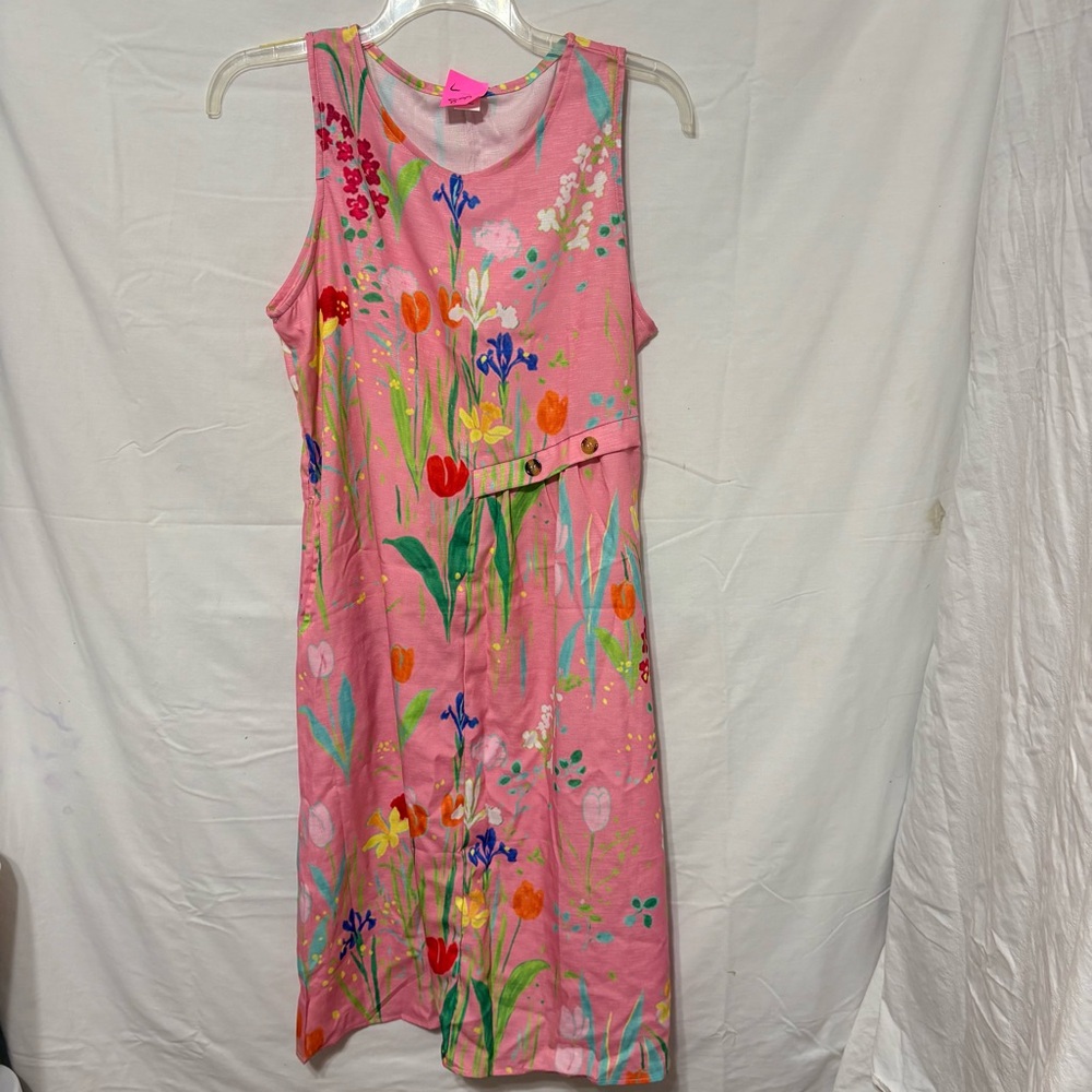 Vintage Westbound floral linen-blend sleeveless midi dress.